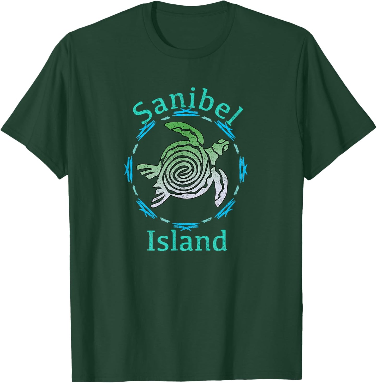 Sanibel Island Vintage Tribal Turtle Gift T-Shirt - T-Shirt | Forest