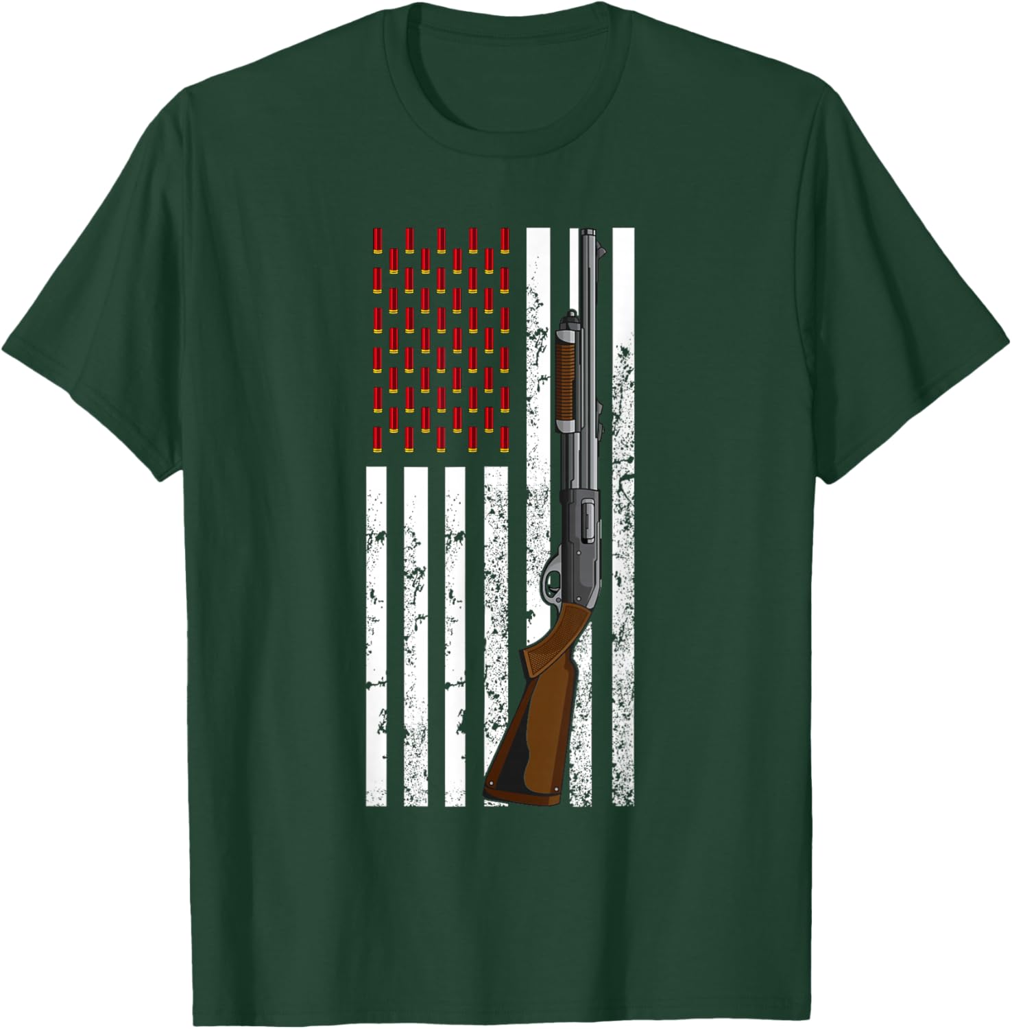 Clay Pigeon Shooting USA Flag - Shotgun & Cartridge Flag Women Men T-Shirt - T-Shirt | Forest