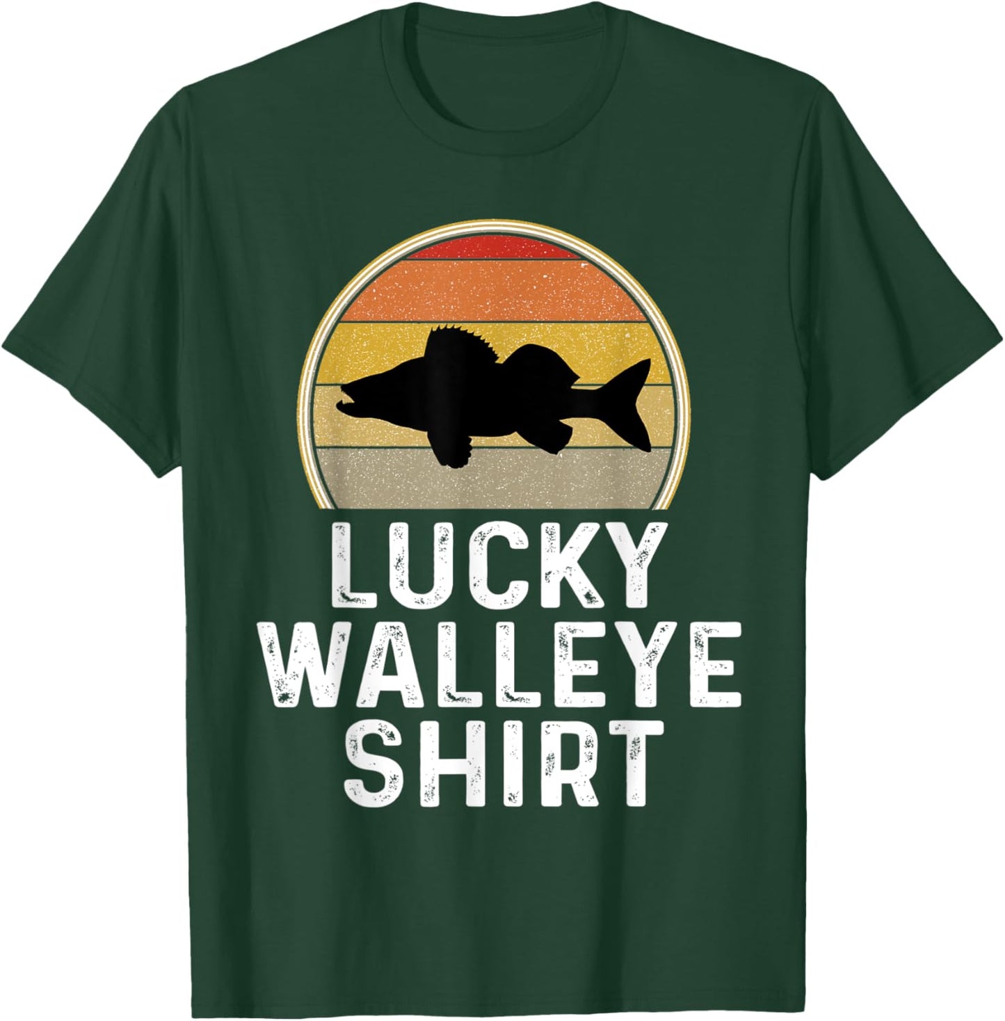 Lucky Walleye Shirt Fishing Fisherman Angler Gift Retro T-Shirt - T-Shirt | Forest