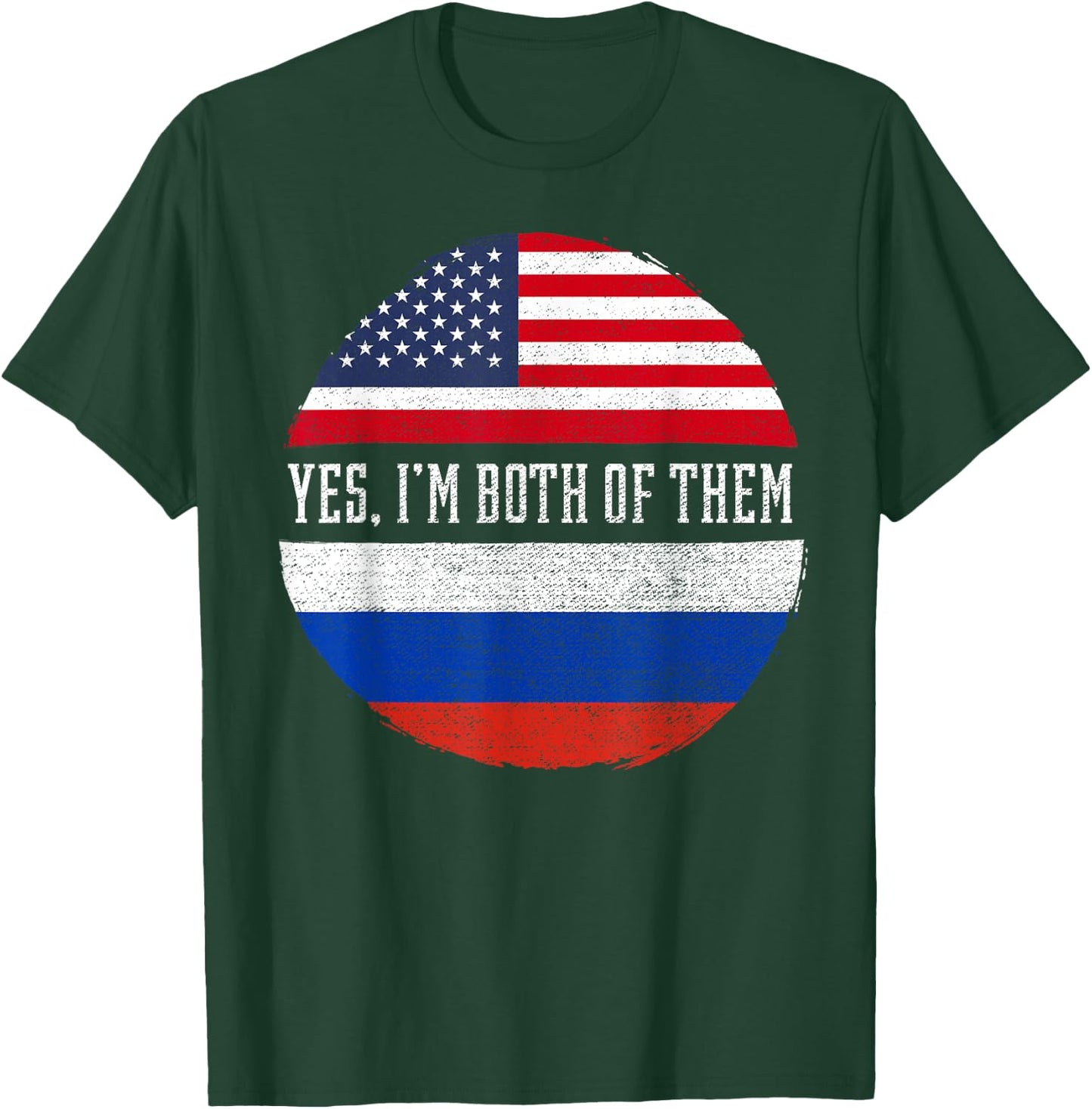 Half American Half Russian USA Flag Russia Heritage DNA T-Shirt - T-Shirt | Forest