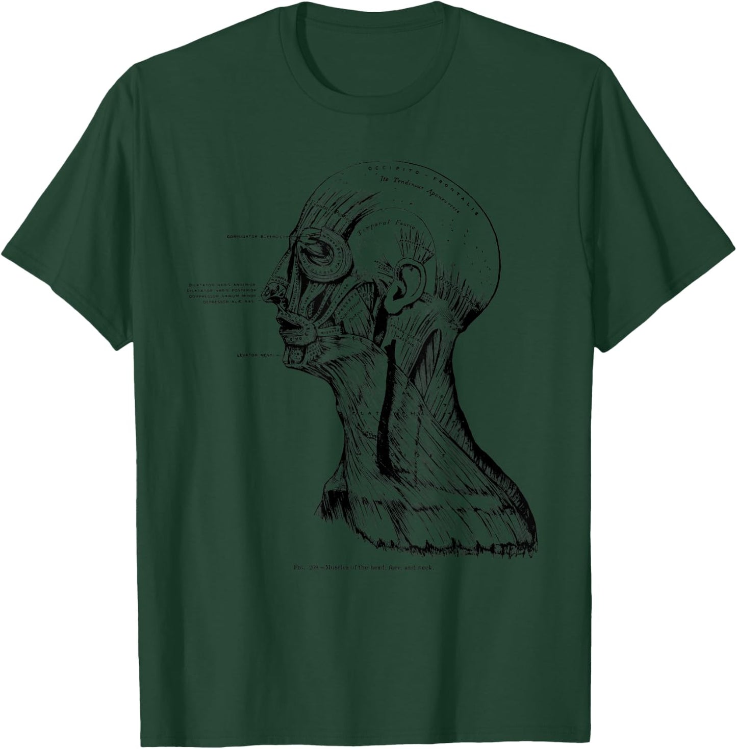 Vintage Anatomy Myology Facial and Neck Muscles T-Shirt - T-Shirt | Forest
