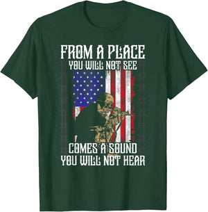 Sniper Military Sharpshooter Shooting Noise Marksman Shooter T-Shirt - T-Shirt | Forest