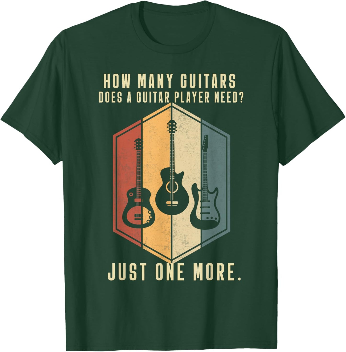 How Many Guitars Gifts Guitar Players Music Vintage T-Shirt - T-Shirt | Forest