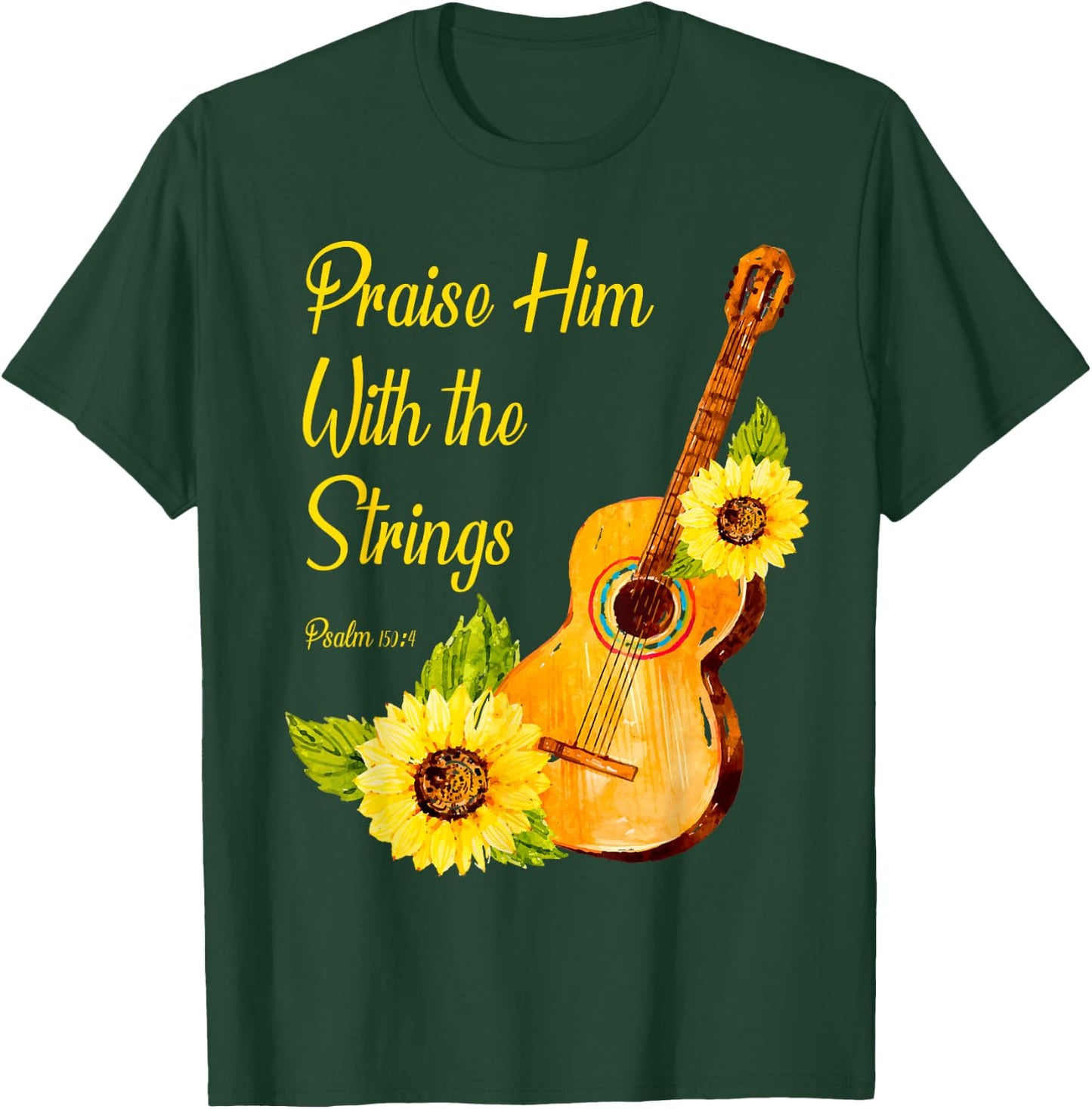 Praise Him With The Strings Christian Guitar Player T-Shirt - T-Shirt | Forest