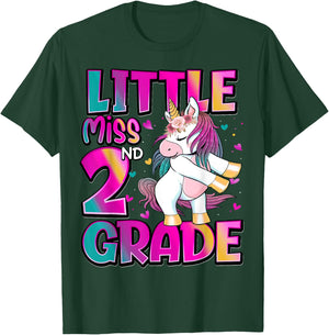 Little Miss 2nd Grade Unicorn Back To School 2nd Grade Girls T-Shirt - T-Shirt | Forest