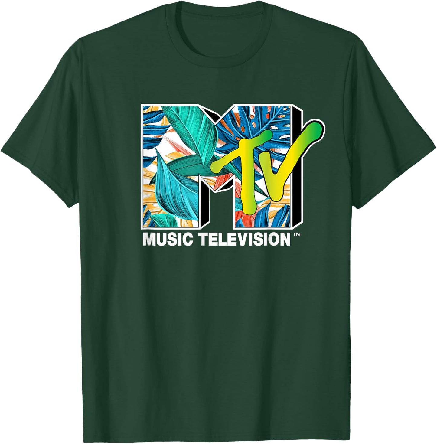 Mademark x MTV - MTV Cool Tropical Plants T-Shirt - T-Shirt | Forest