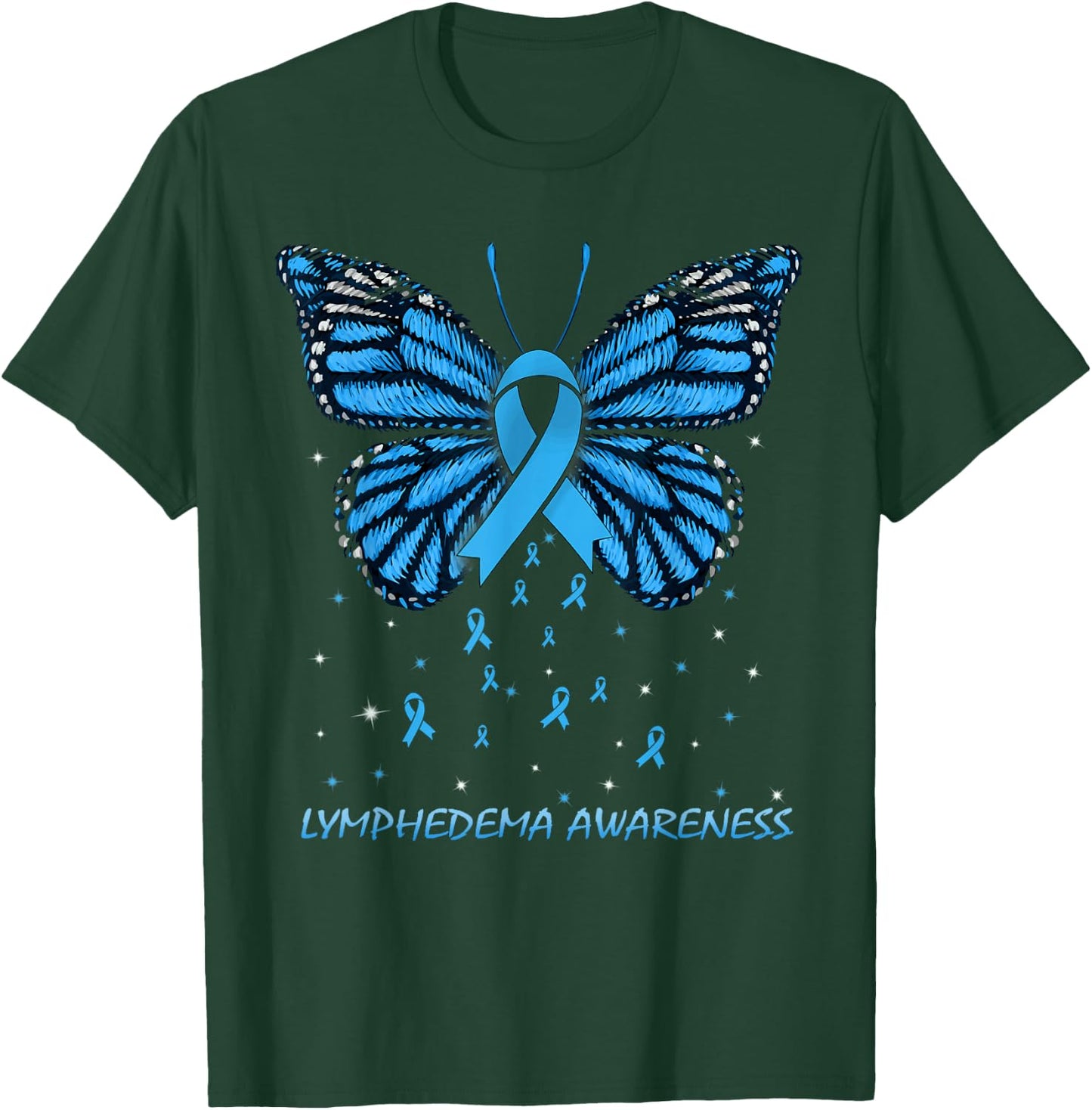 Lymphedema Butterfly Adults Blue Butterfly Birthday T-Shirt - T-Shirt | Forest