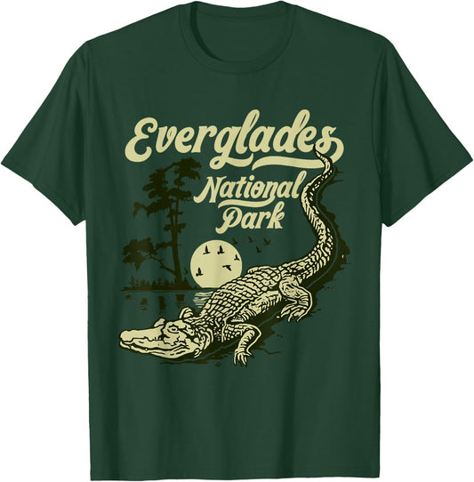 Giant Step Design Co. Everglades National Park Vintage Crocodile Alligator Florida T-Shirt - T-Shirt | Forest