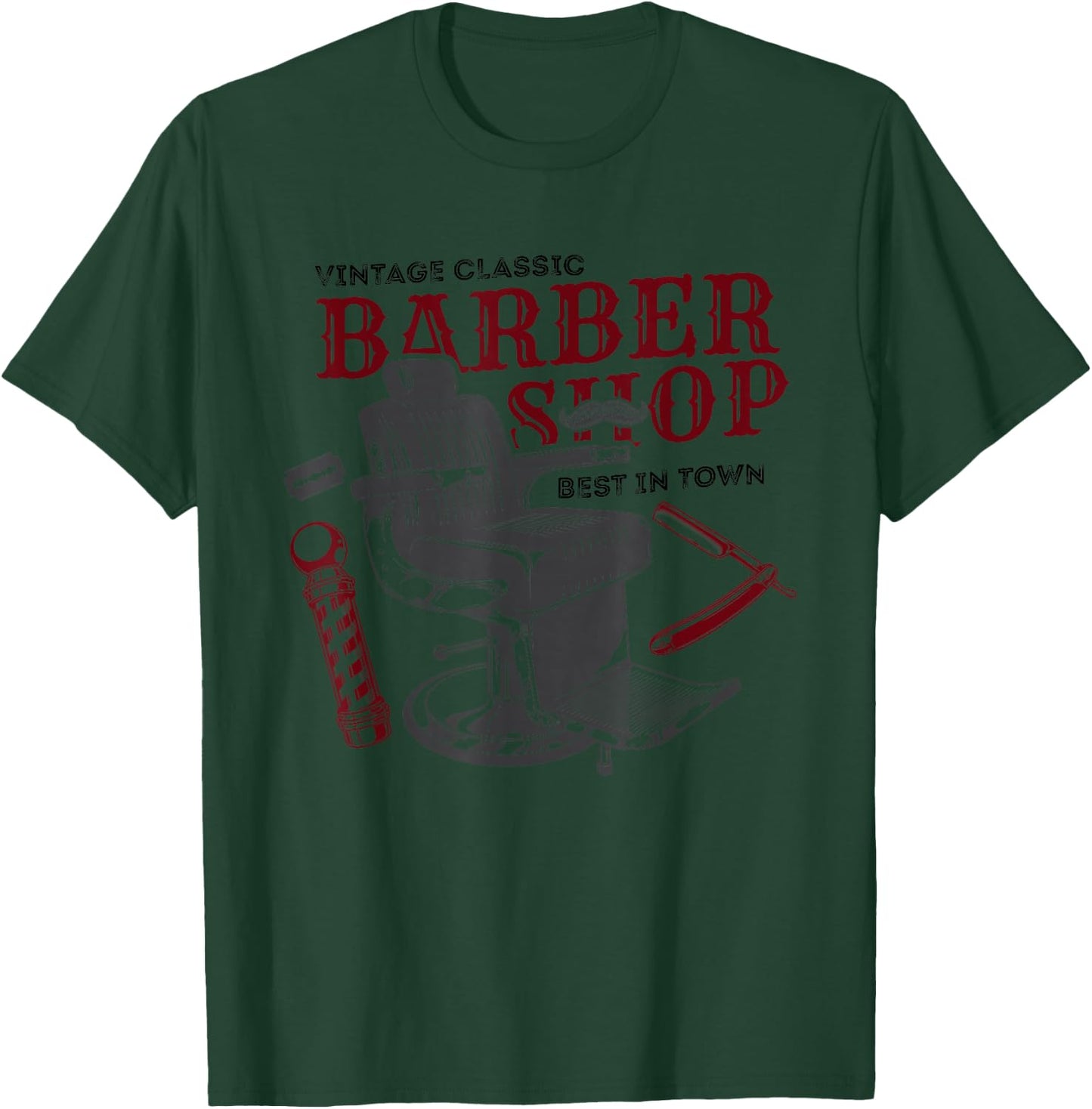 Vintage Classic Barber Shop Hairdresser Gift T-Shirt - T-Shirt | Forest