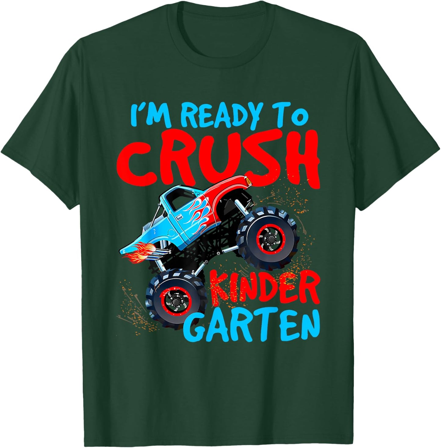 Back to School Boys First Day of Kindergarten Monster Truck T-Shirt - T-Shirt | Forest
