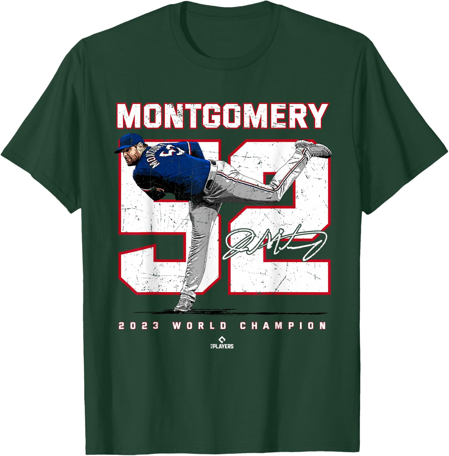 Player 2023 World Champion Jordan Montgomery Texas MLBPA T-Shirt - T-Shirt | Forest
