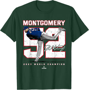 Player 2023 World Champion Jordan Montgomery Texas MLBPA T-Shirt - T-Shirt | Forest
