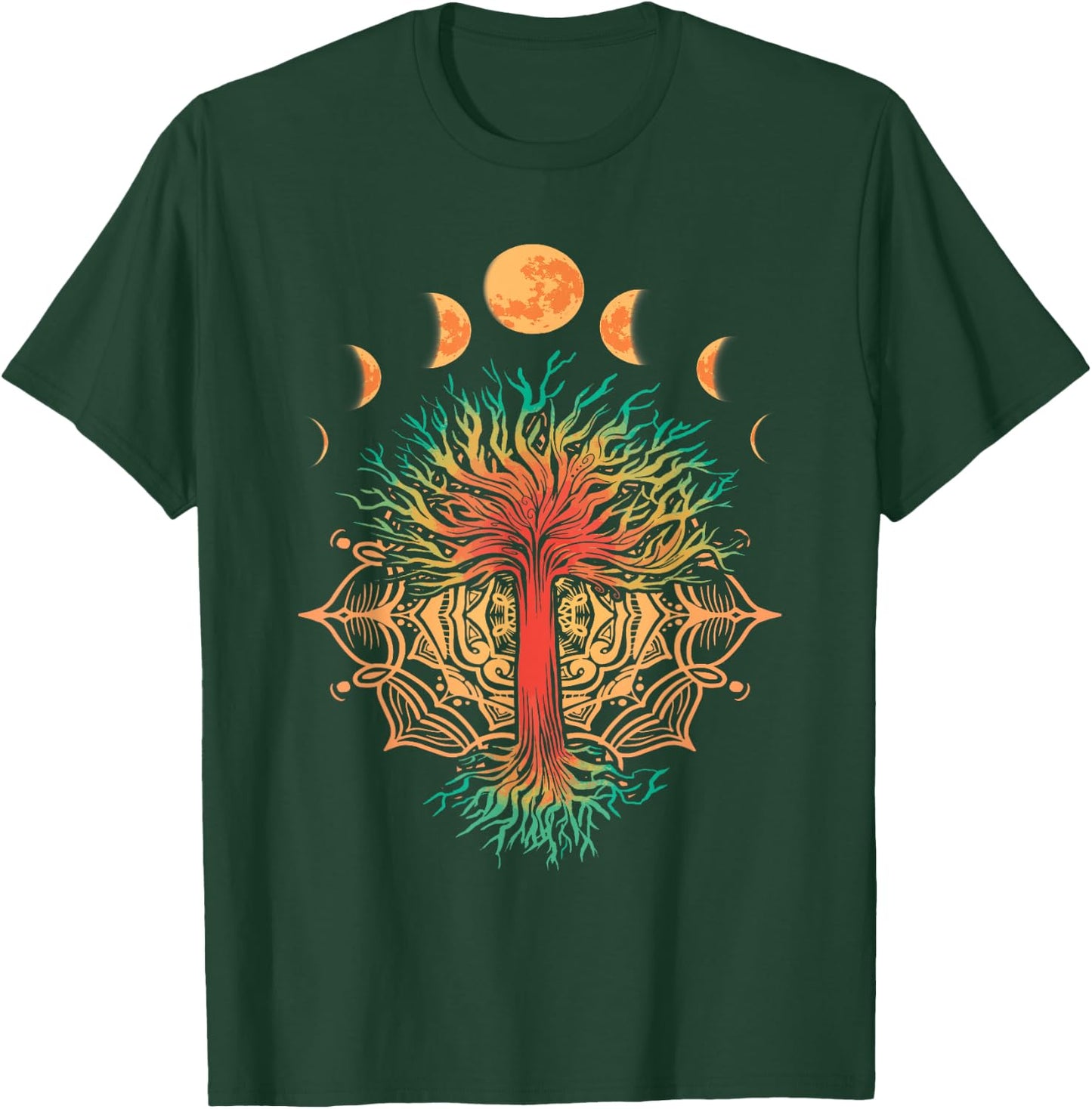 Moon Phases Tree of Life Retro Yoga Meditation Men women T-Shirt - T-Shirt | Forest