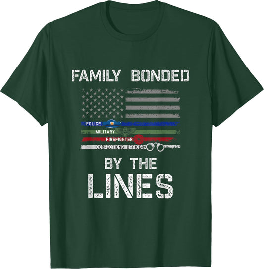 First Responders American Flag police military Firefighter T-Shirt - T-Shirt | Forest