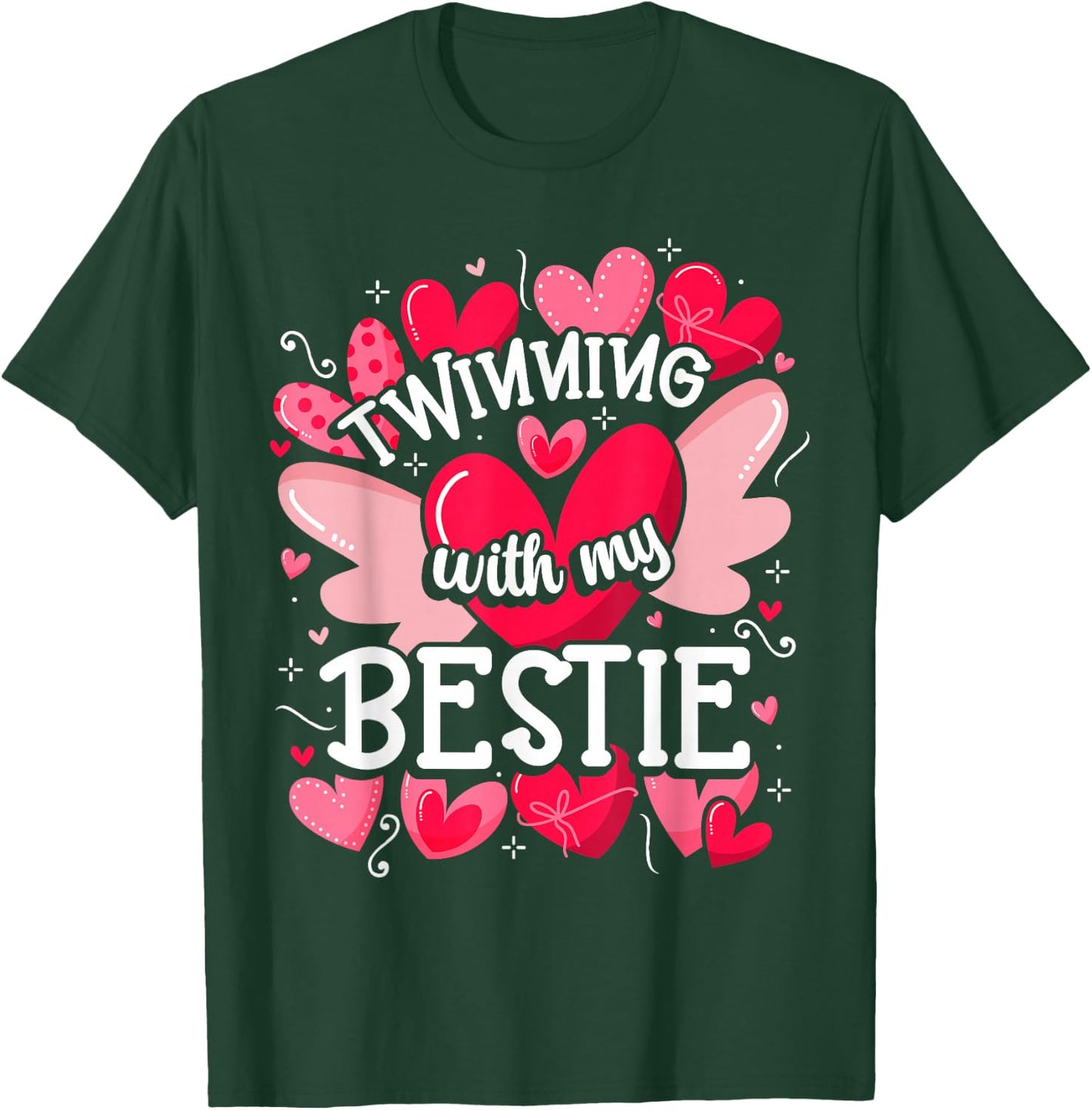Friendship Matching Twin Twinning With My Bestie Twins Day T-Shirt - T-Shirt | Forest