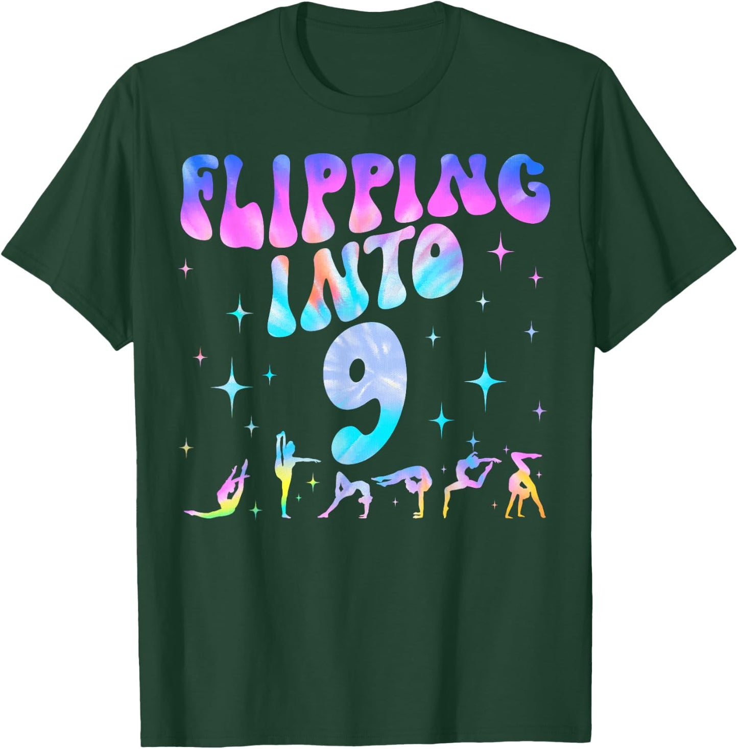 Flipping Into 9th Birthday Gymnastic 9 Years Old Girl Party T-Shirt - T-Shirt | Forest