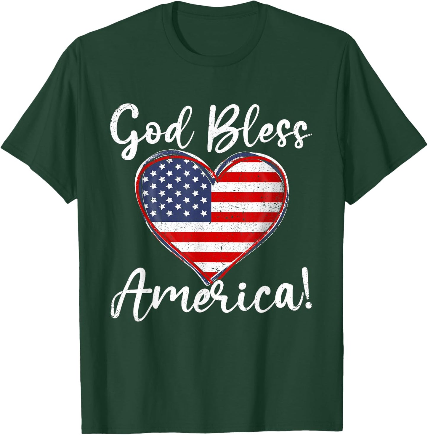 Funny God Bless American USA Flag Patriotic 4th of July T-Shirt - T-Shirt | Forest