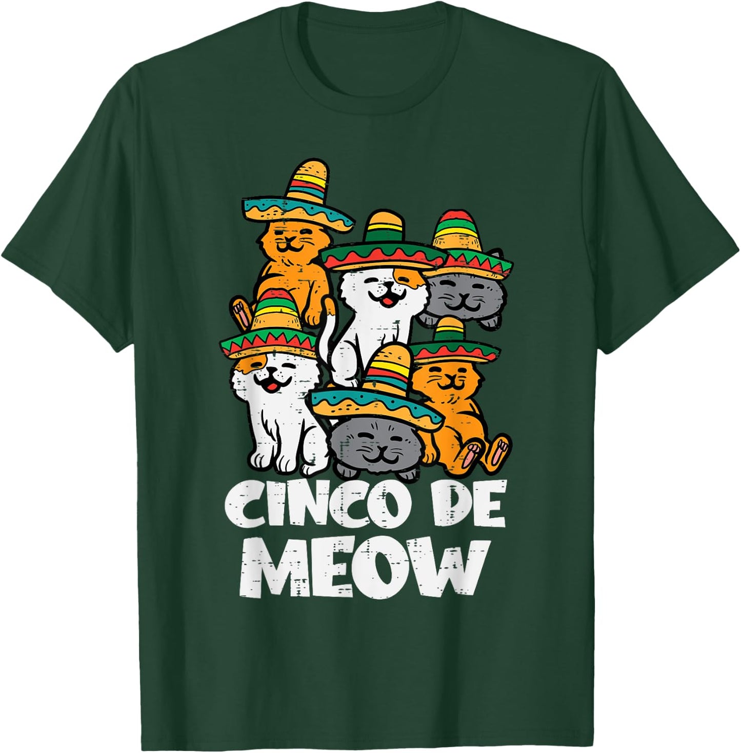 Cinco De Meow Cats Kitten Cute Cinco De Mayo Women Girls T-Shirt - T-Shirt | Forest