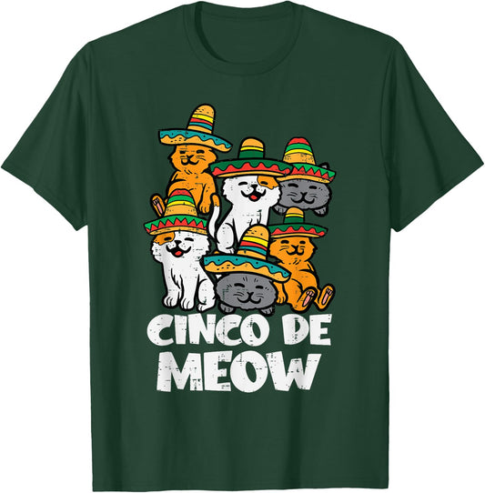 Cinco De Meow Cats Kitten Cute Cinco De Mayo Women Girls T-Shirt - T-Shirt | Forest