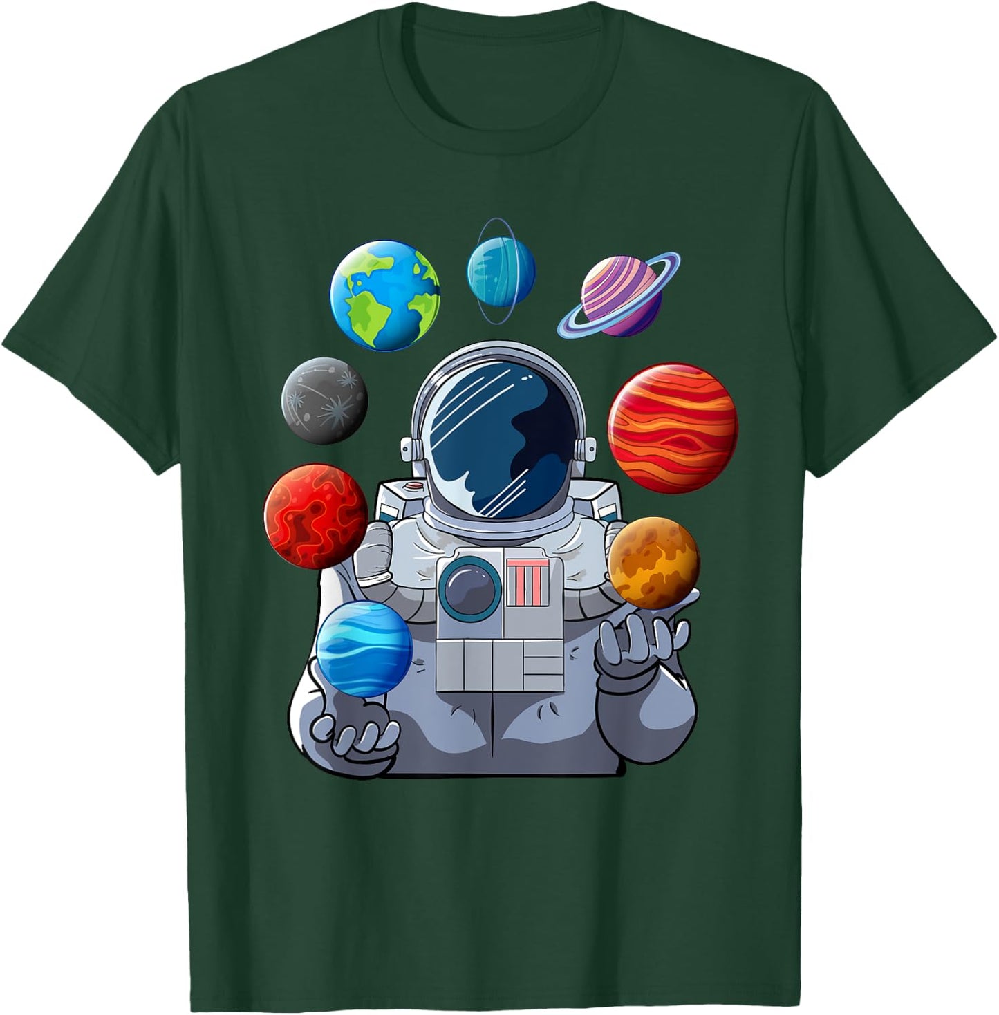 Astronaut Planets Space Moon Galaxy Stars Spaceship T-Shirt - T-Shirt | Forest