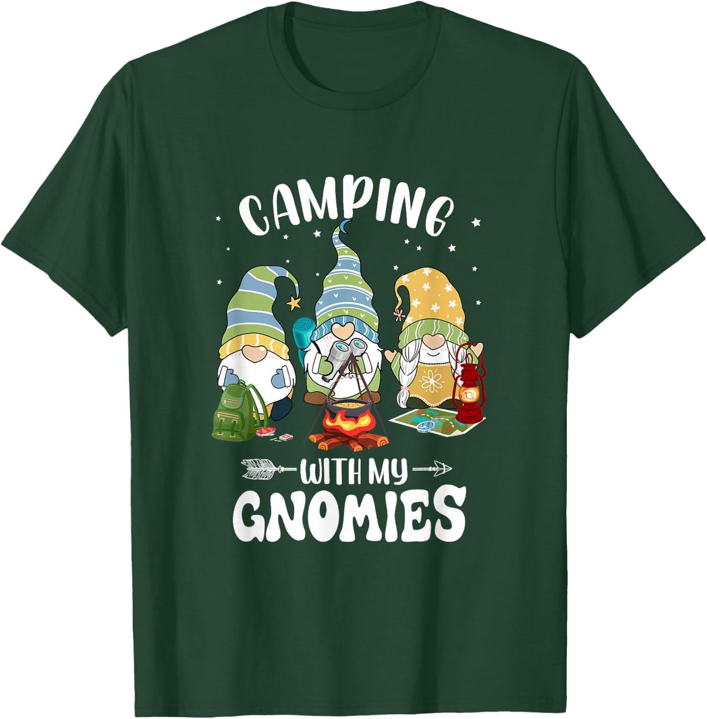 Camping with My Gnomies Funny Gnome Camp T-Shirt - T-Shirt | Forest