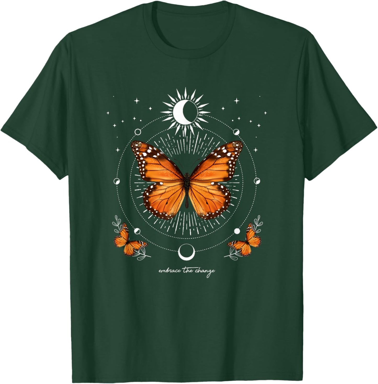 Monarch Butterfly Celestial Butterfly Sun Moon Phase Magical T-Shirt - T-Shirt | Forest