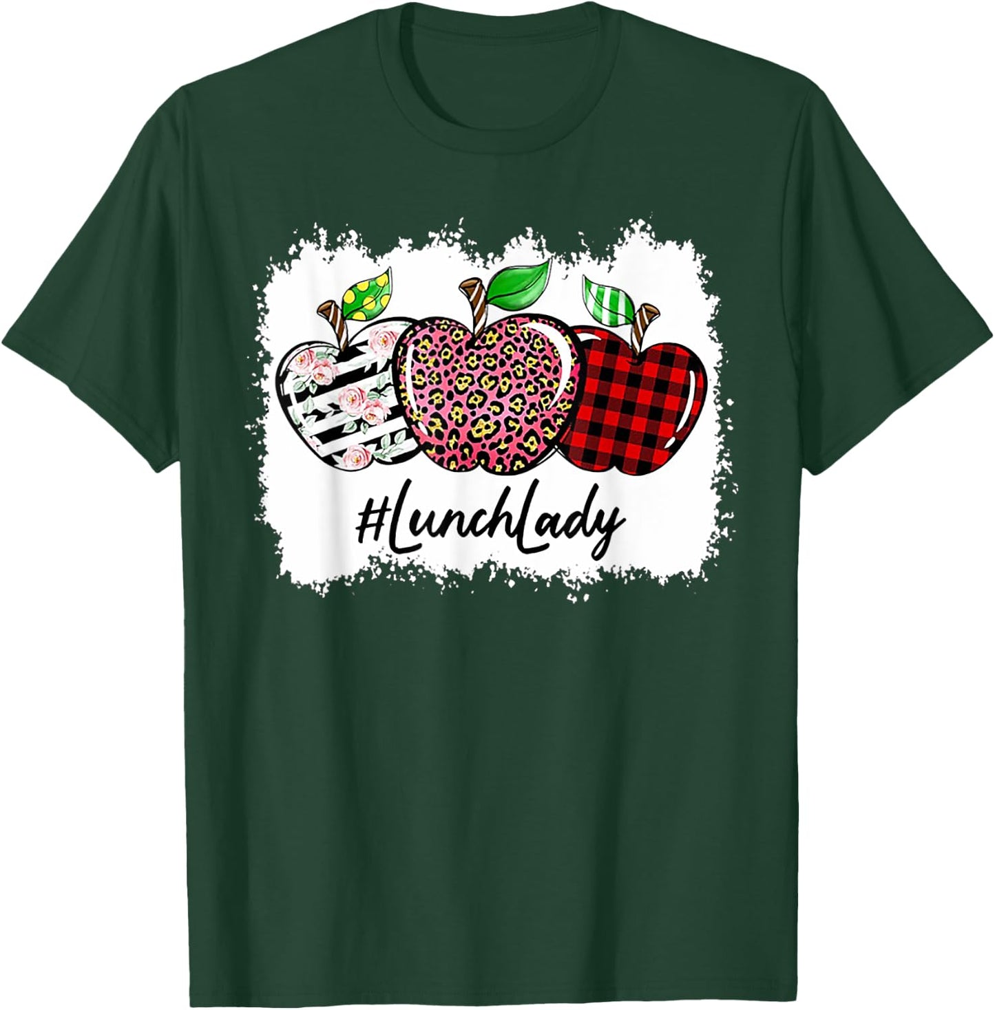 Teach Love Inspire Lunch Lady Apple Leopard Red Plain T-Shirt - T-Shirt | Forest