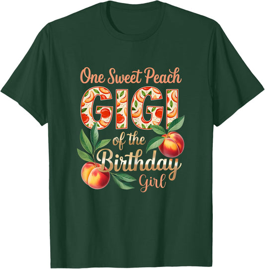 Gigi of The Birthday Girl One Sweet Peach 1st Birthday T-Shirt - T-Shirt | Forest