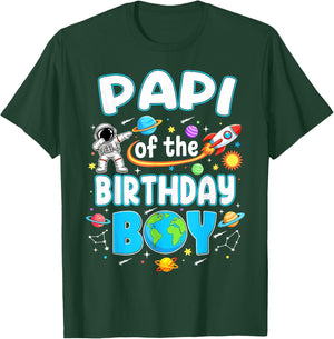 Papi of The Birthday Boy Astronaut Family Space Planets T-Shirt - T-Shirt | Forest