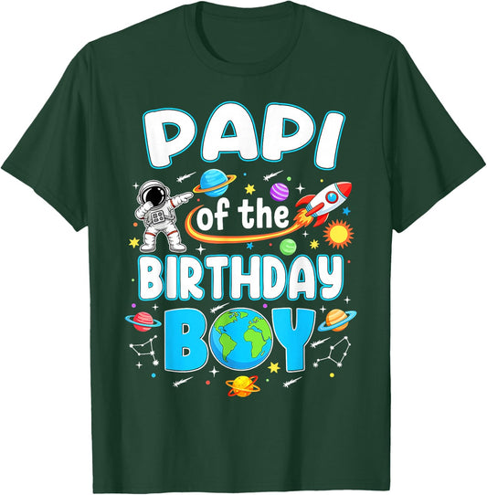 Papi of The Birthday Boy Astronaut Family Space Planets T-Shirt - T-Shirt | Forest