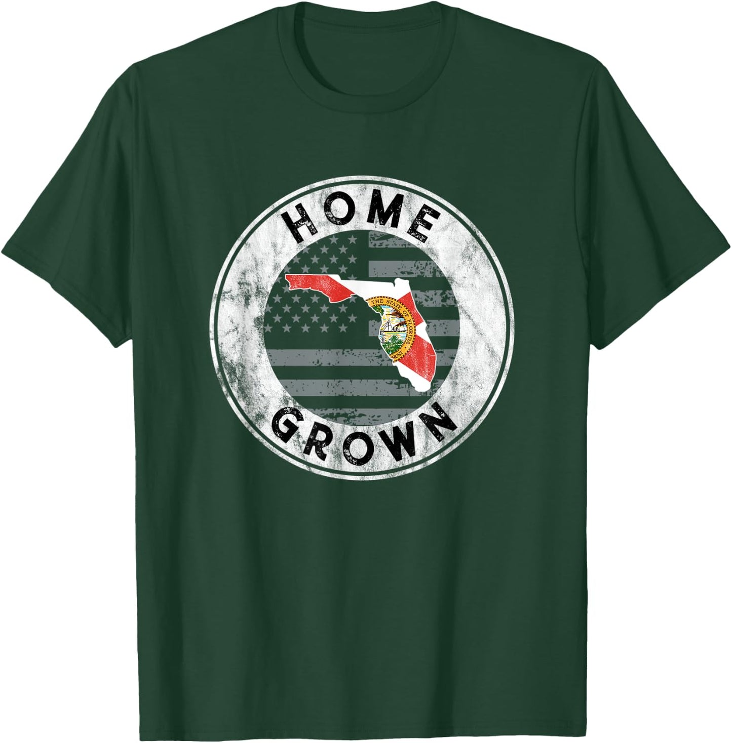 Florida Home Grown State Country American Flag Pride Love FL Women Men T-Shirt - T-Shirt | Forest
