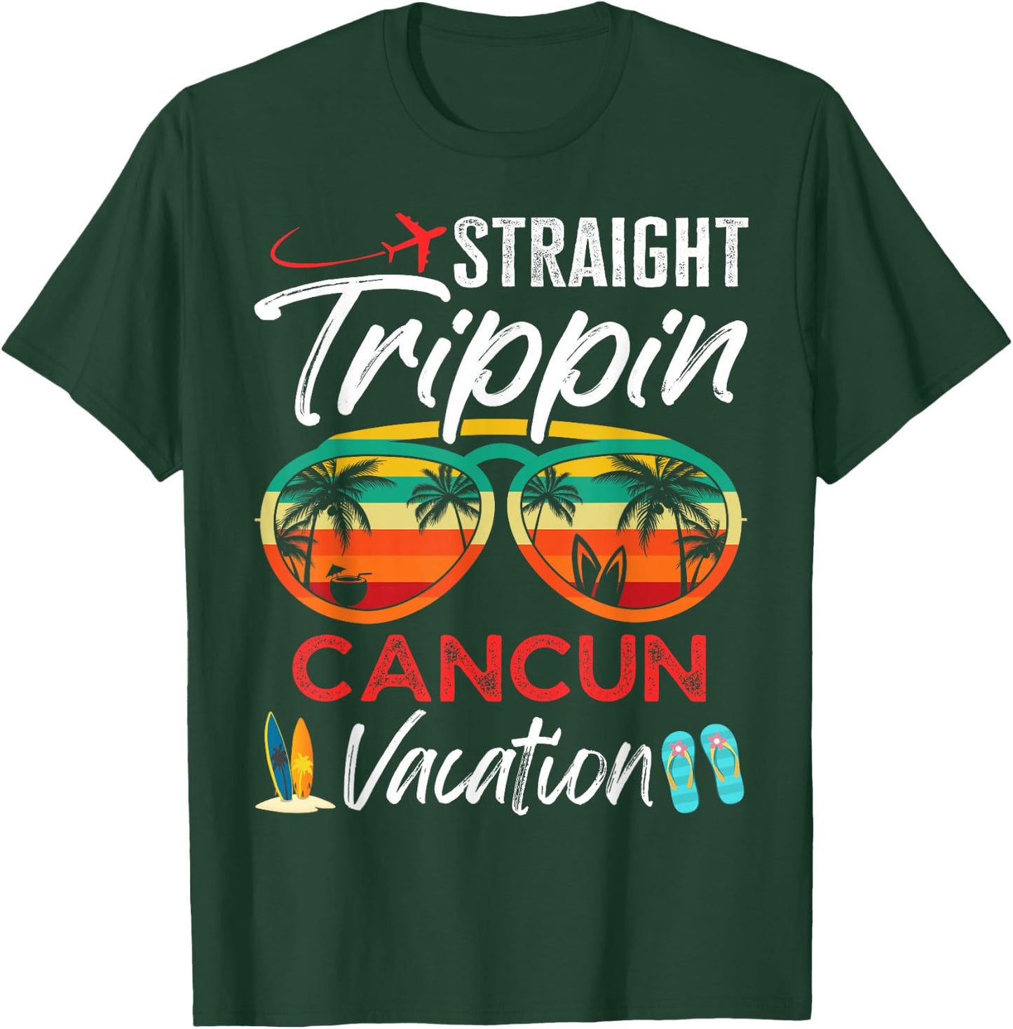 Straight Trippin Cancun Mexico Couples Family Vacation Group T-Shirt - T-Shirt | Forest
