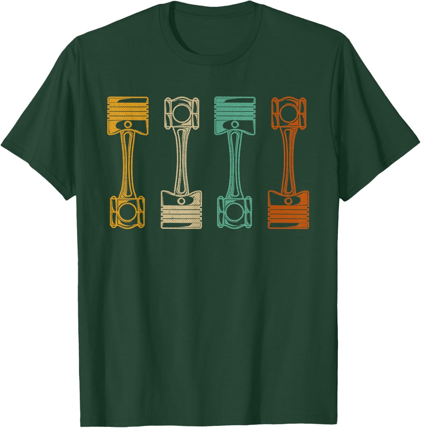 Piston Pattern - Retro Automotive Engine Mechanics Design T-Shirt - T-Shirt | Forest