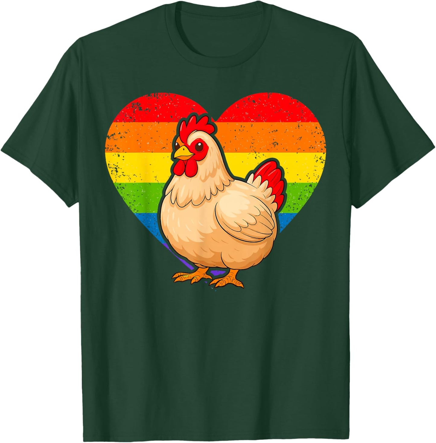 Chicken Rainbow Heart T-Shirt - T-Shirt | Forest