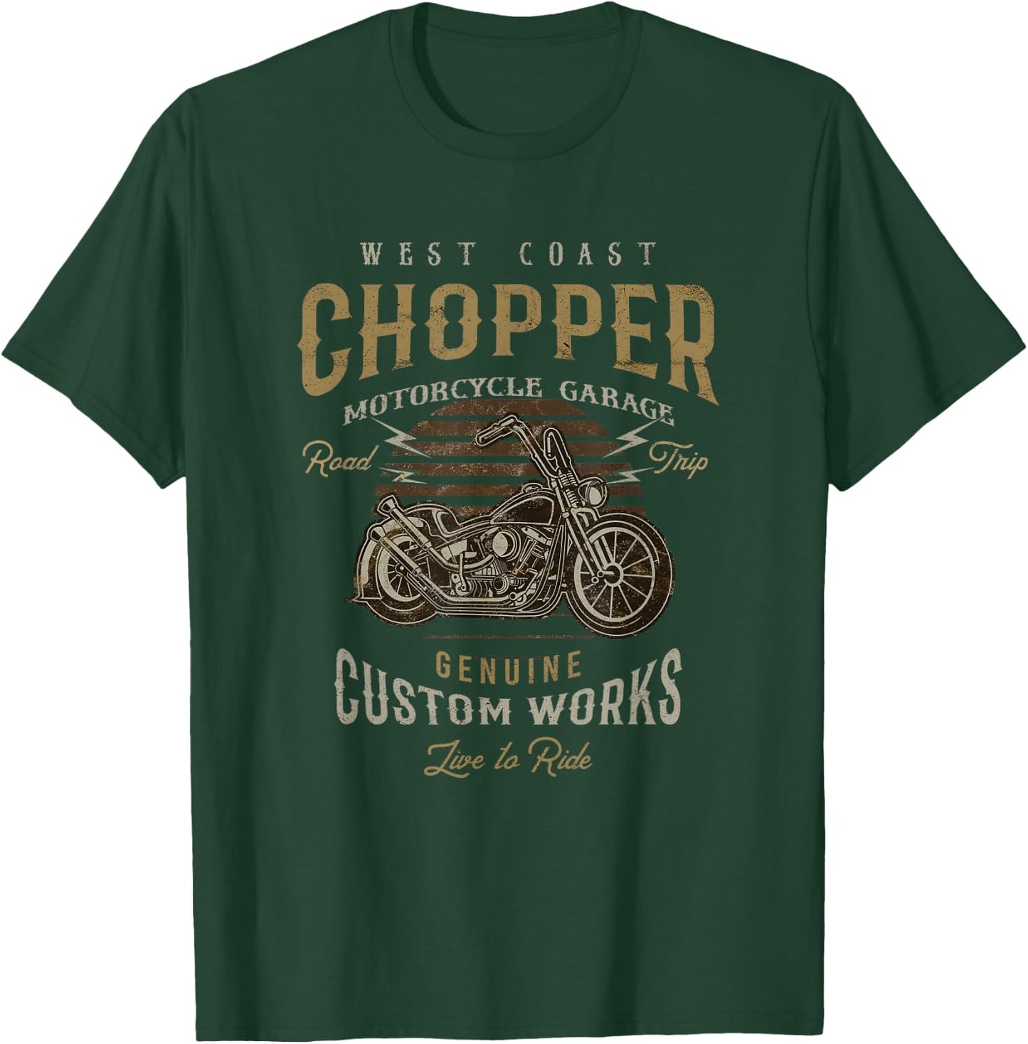 West Coast Chopper Garage Vintage Graphic Motorcycle Shirt T-Shirt - T-Shirt | Forest