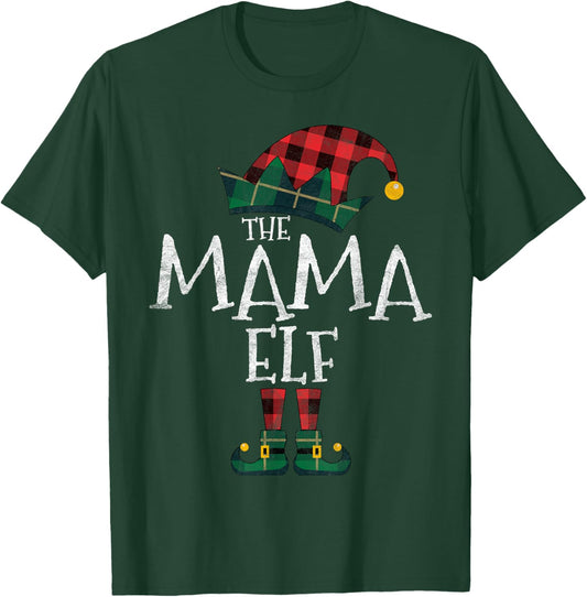 The Mama Elf Matching Family Group Gift Funny Christmas Xmas T-Shirt - T-Shirt | Forest