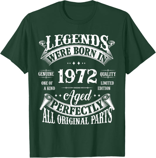 54th Birthday Vintage Legends Born in 1972 54 Years Old T-Shirt - T-Shirt | Forest