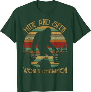 Retro Vintage Bigfoot Yeti Sasquatch Hide And Seek Shirt T-Shirt - T-Shirt | Forest