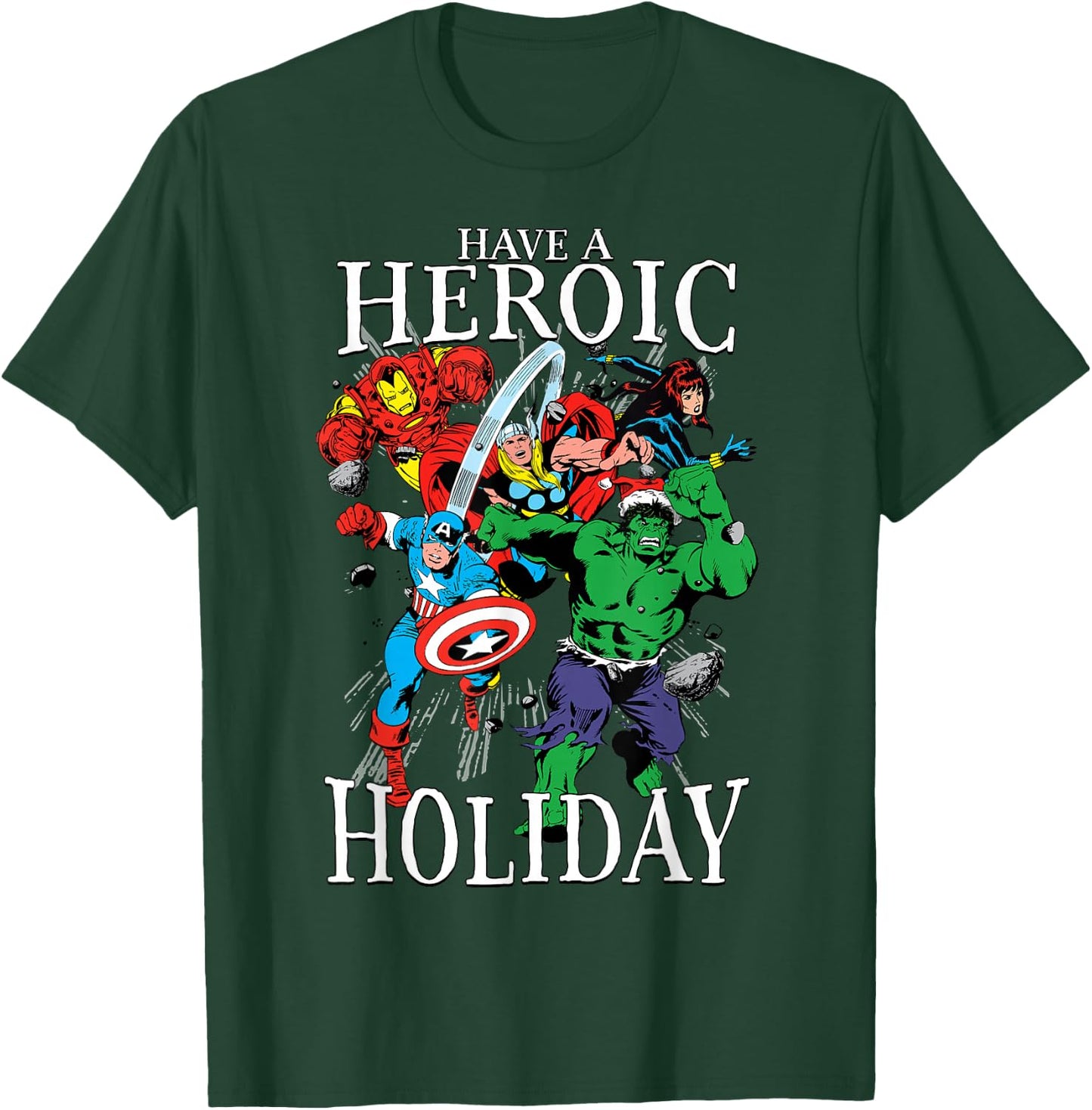 Marvel Avengers Heroic Holiday Christmas Group Shot T-Shirt - T-Shirt | Forest