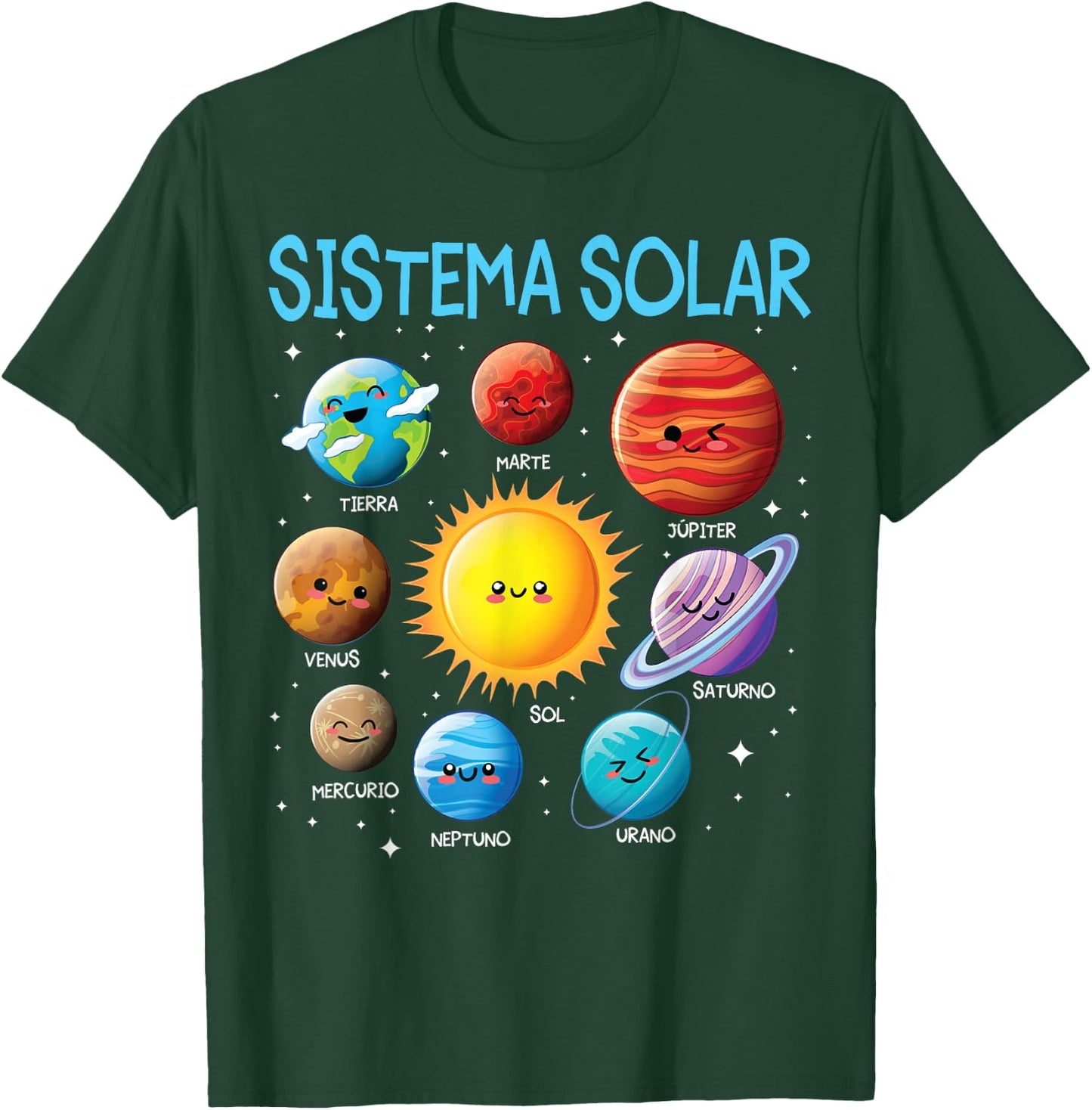 Spanish Solar System Cute Planet Space Español Sistema solar T-Shirt - T-Shirt | Forest