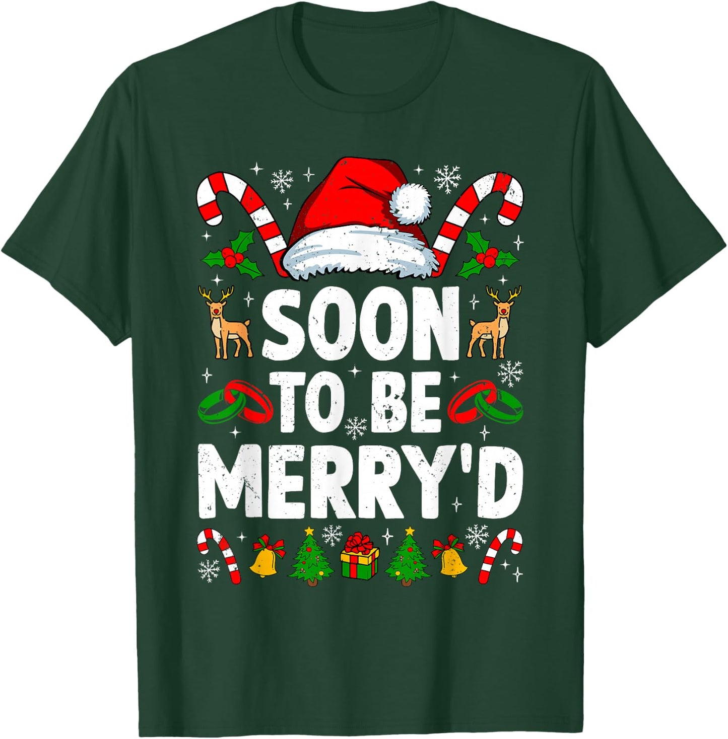 Soon to Be Merry'd Engaged Christmas Squad Couples Fiance T-Shirt - T-Shirt | Forest