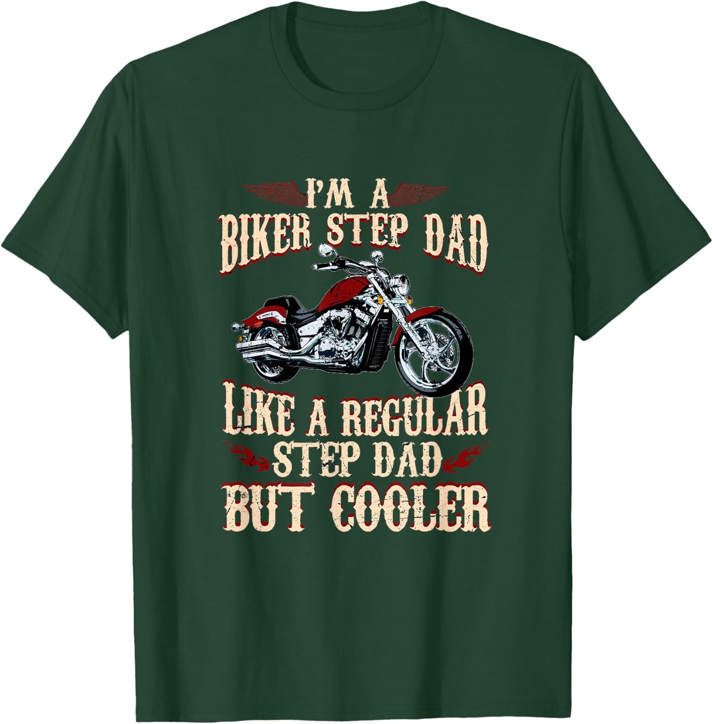 Step Dad Biker Design For Cool Motorcycle Step Dads T-Shirt - T-Shirt | Forest