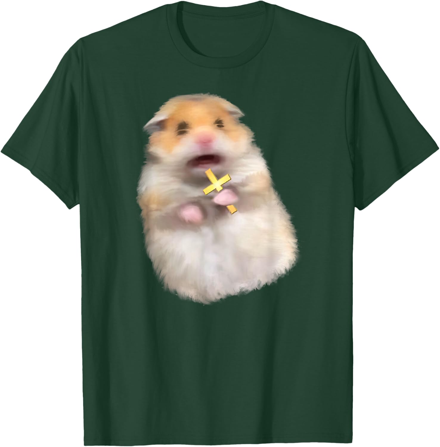 Scared Hamster Meme Kids Cute Christian Hamster Sacred Cross T-Shirt - T-Shirt | Forest