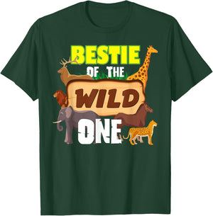 Bestie Of The Wild One Zoo Keeper Safari Animal Birthday T-Shirt - T-Shirt | Forest