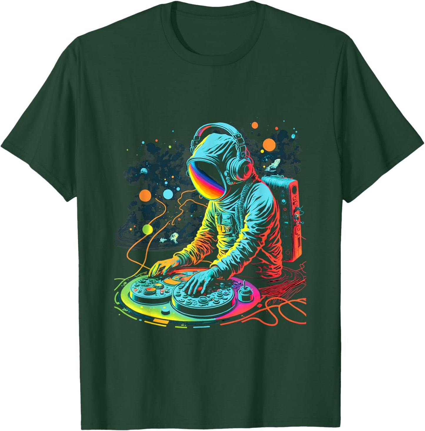 Astronaut DJ Playing Turntables in Space | EDM cool Graphic T-Shirt - T-Shirt | Forest