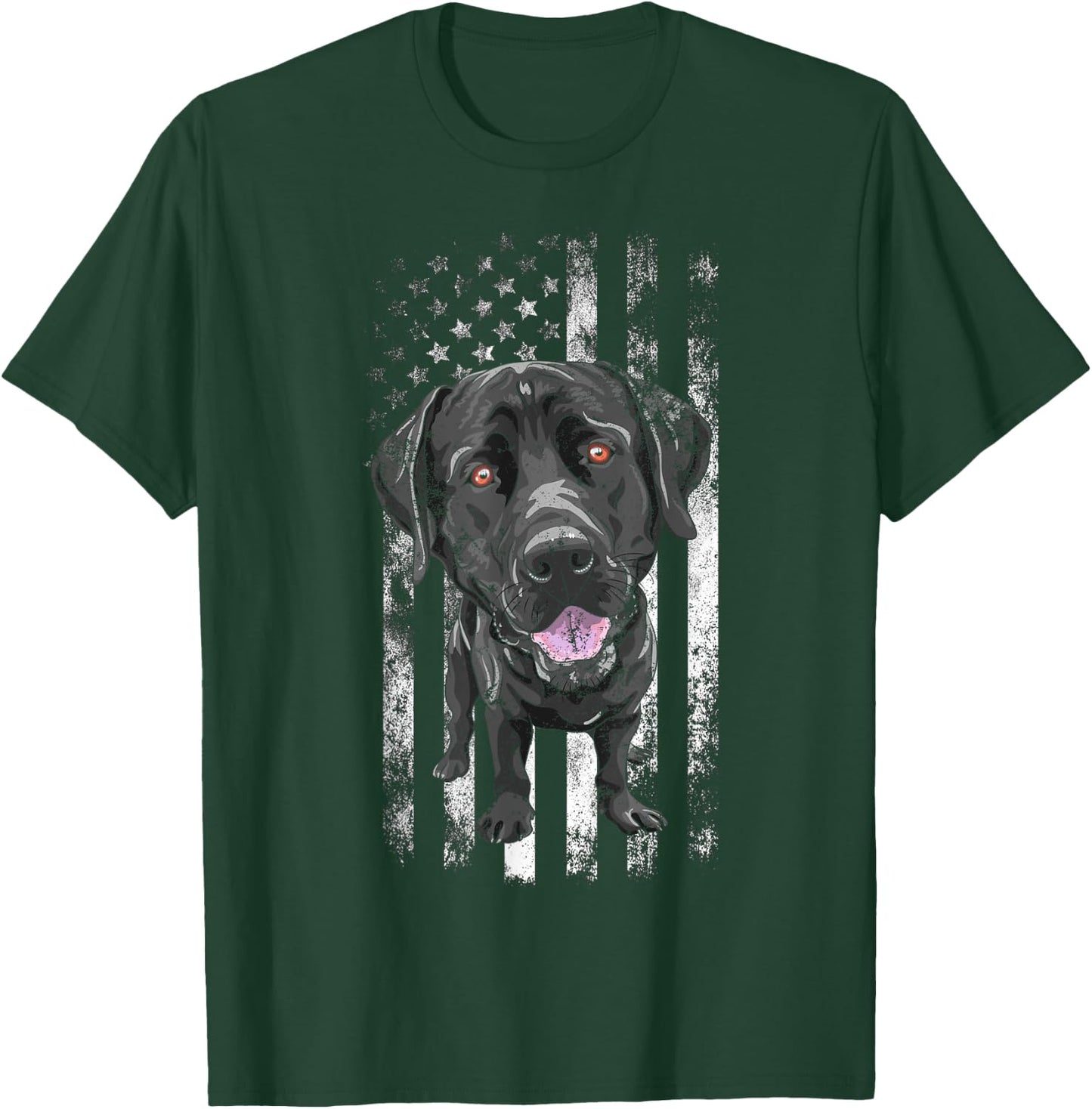 Black Labrador American Flag Patriotic Dog Dad Mom Black Lab Kids Men T-Shirt - T-Shirt | Forest