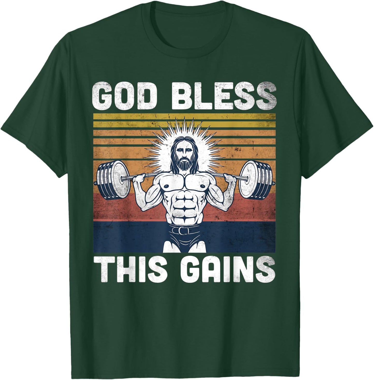 God Bless This Gains - Jesus Workout Strength T-Shirt - T-Shirt | Forest