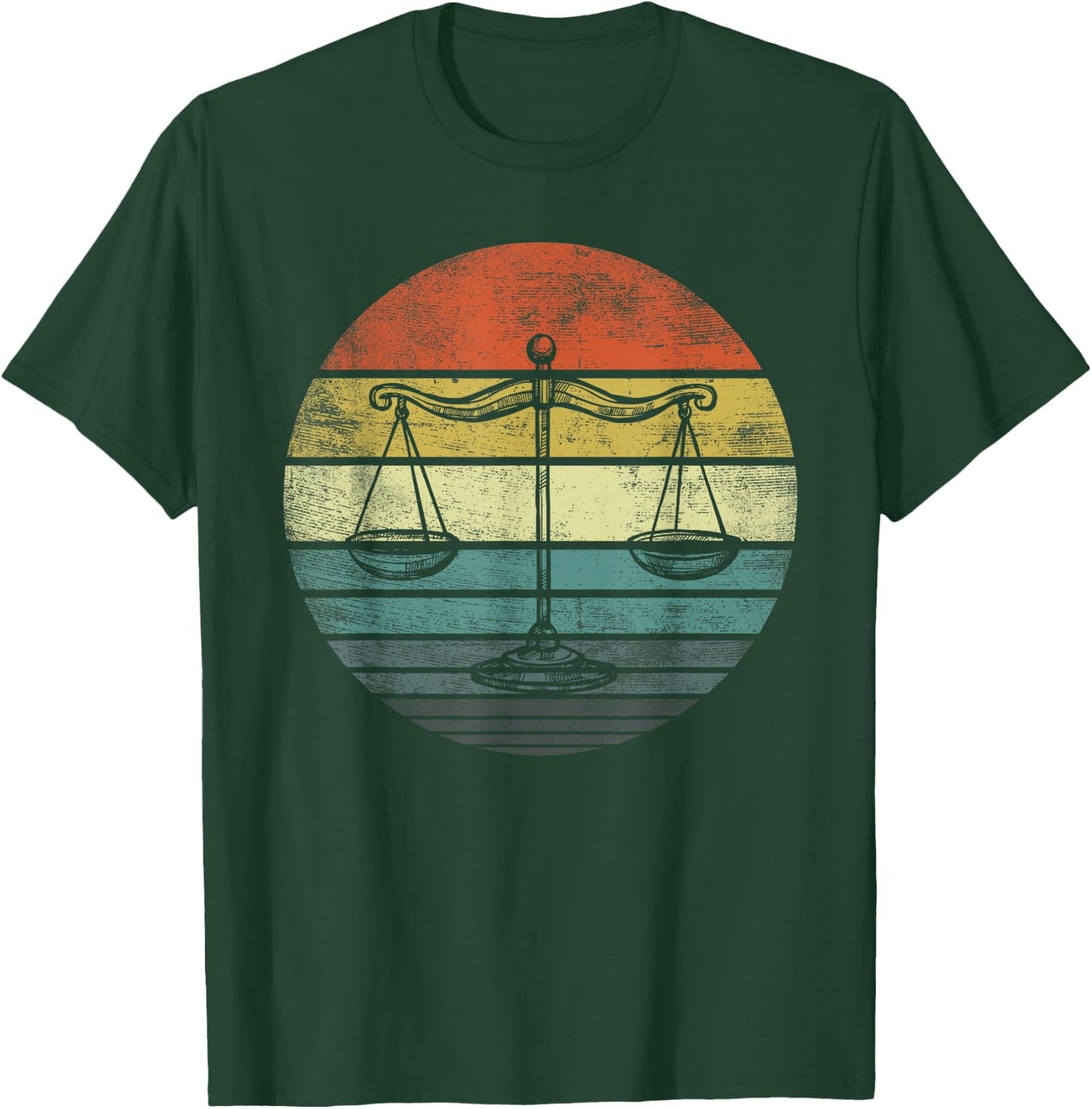 Lawyer Gift Retro Sunset Scale of Justice Student Law School T-Shirt - T-Shirt | Forest