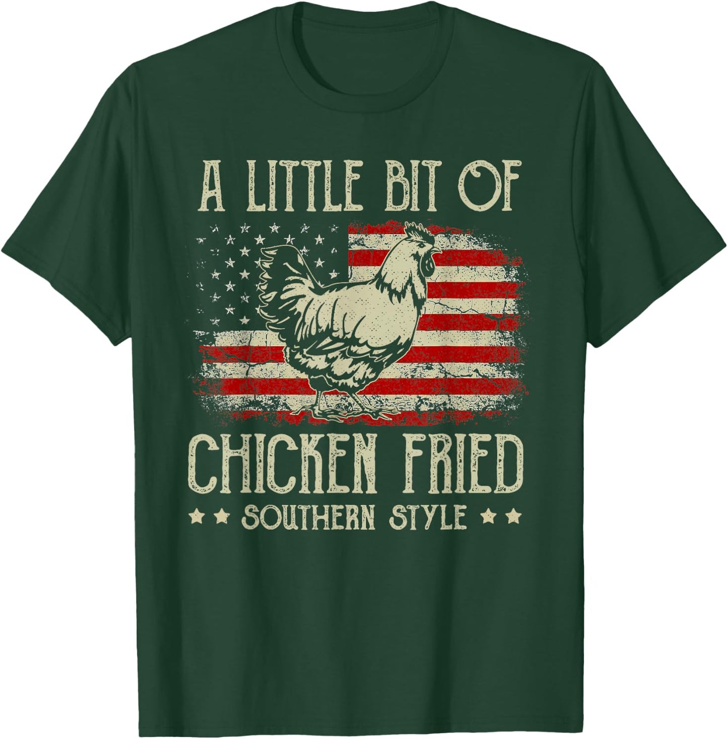 A Little Bit of Chicken Fried Southern Style Vintage US Flag T-Shirt - T-Shirt | Forest