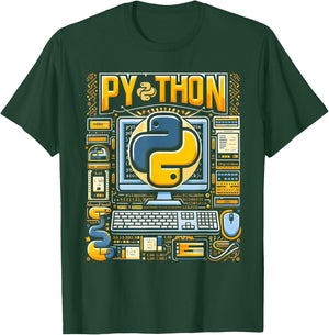 Python Dev Programming Python Programming, -Adults , Black, Small, Short Sleeve T-Shirt - T-Shirt | Forest